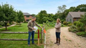 Signs of a property boundary dispute between neighboring landowners